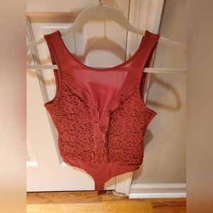 Lulu's NWT burnt orange illusion thong bodysuit